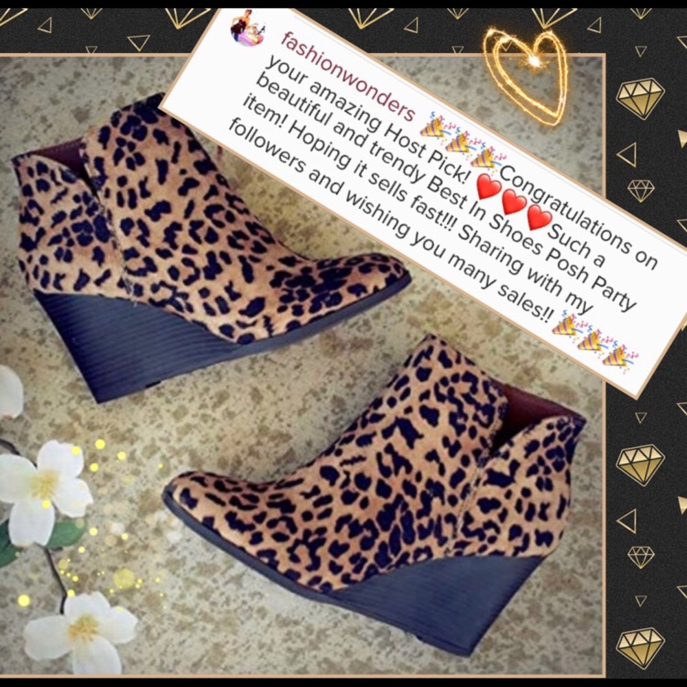 HOST PICK⭐️👢Leopard Side Slit Wedge Bootie Zipper